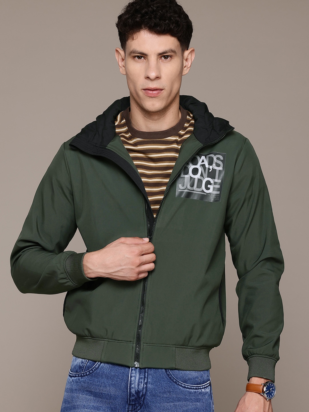 

The Roadster Lifestyle Co. Hooded Bomber Jacket, Olive