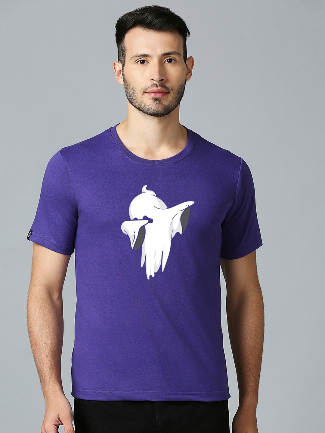 

MOD ECRU Unisex Printed V-Neck T-shirt, Purple