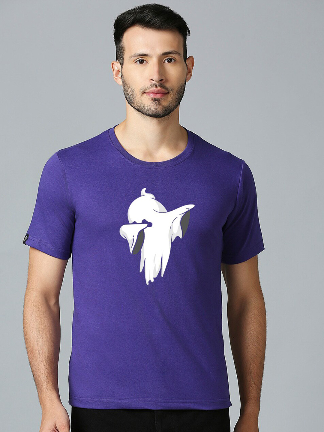 

MOD ECRU Unisex Printed V-Neck T-shirt, Purple