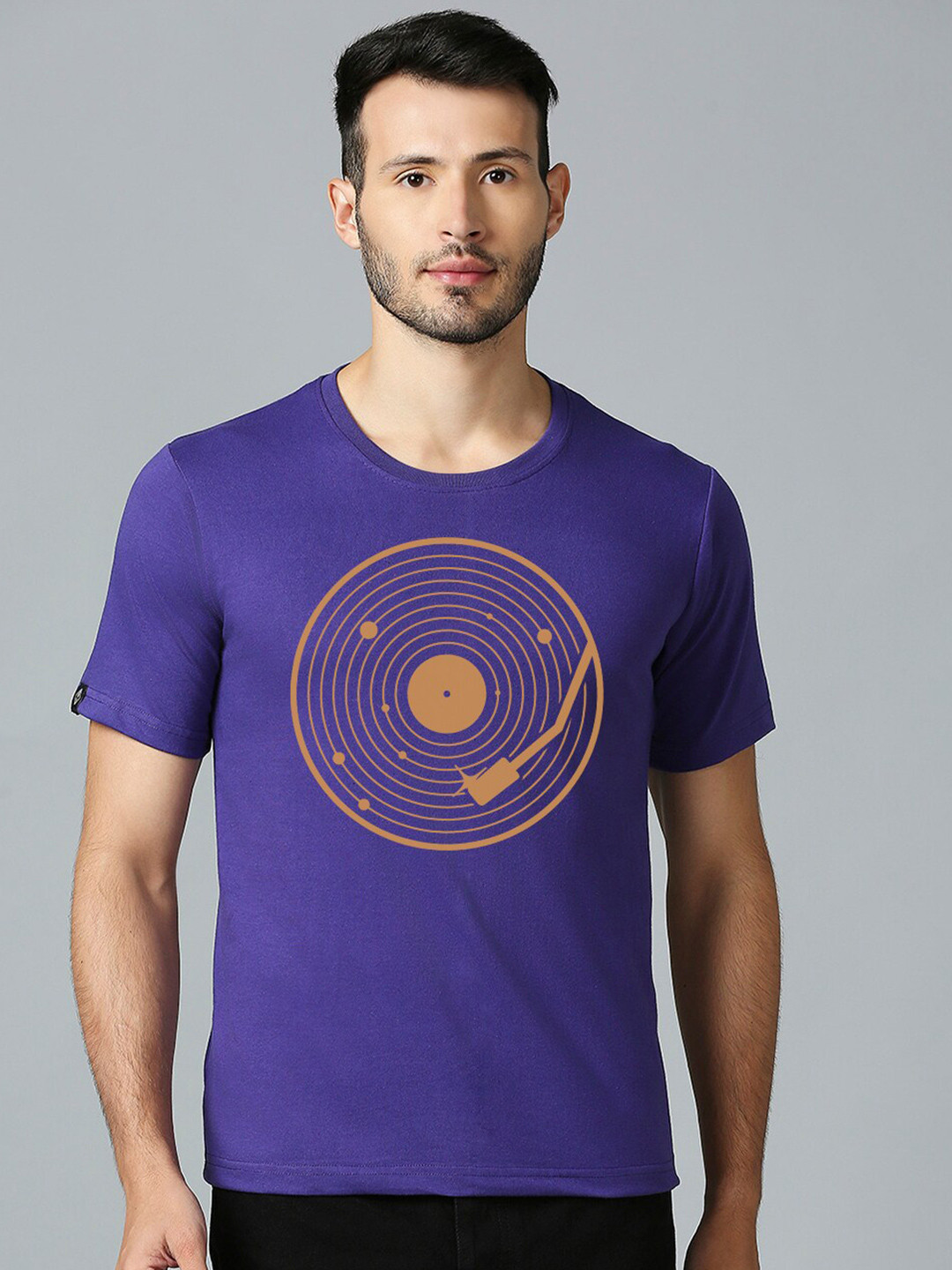 

MOD ECRU Unisex Printed Round Neck Applique T-shirt, Purple