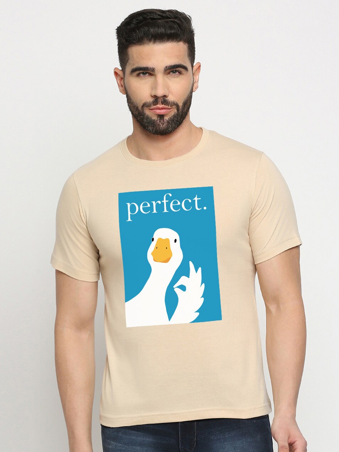 

MOD ECRU Unisex Typography Printed Applique T-shirt, Cream