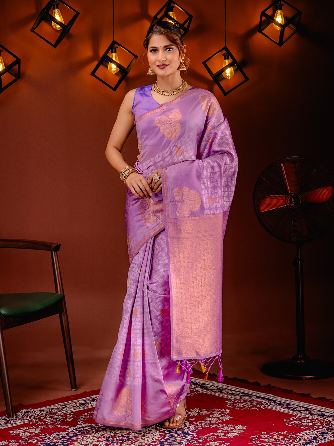 

MIMOSA Ethnic Motifs Zari Art Silk Kanjeevaram Saree, Pink
