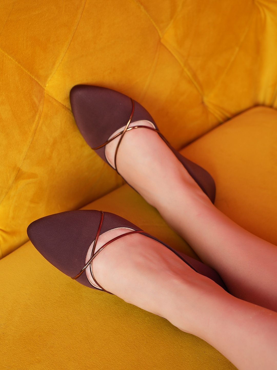 

Mast & Harbour Pointed Toe Ballerinas, Brown
