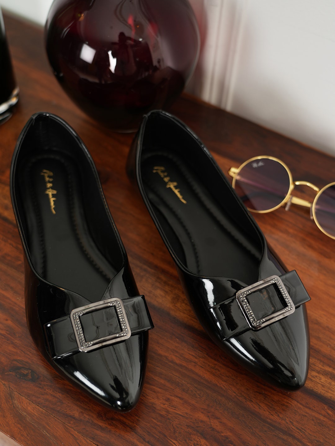 

Mast & Harbour Black Pointed Toe Ballerinas