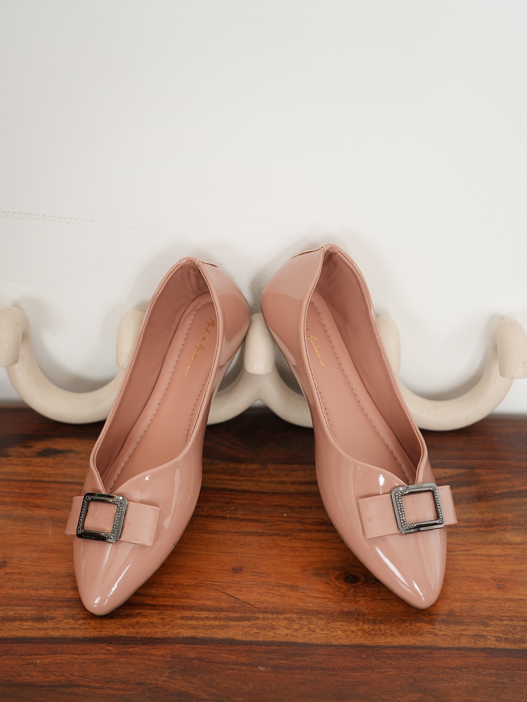 

Mast & Harbour Nude-Coloured Pointed Toe Ballerinas