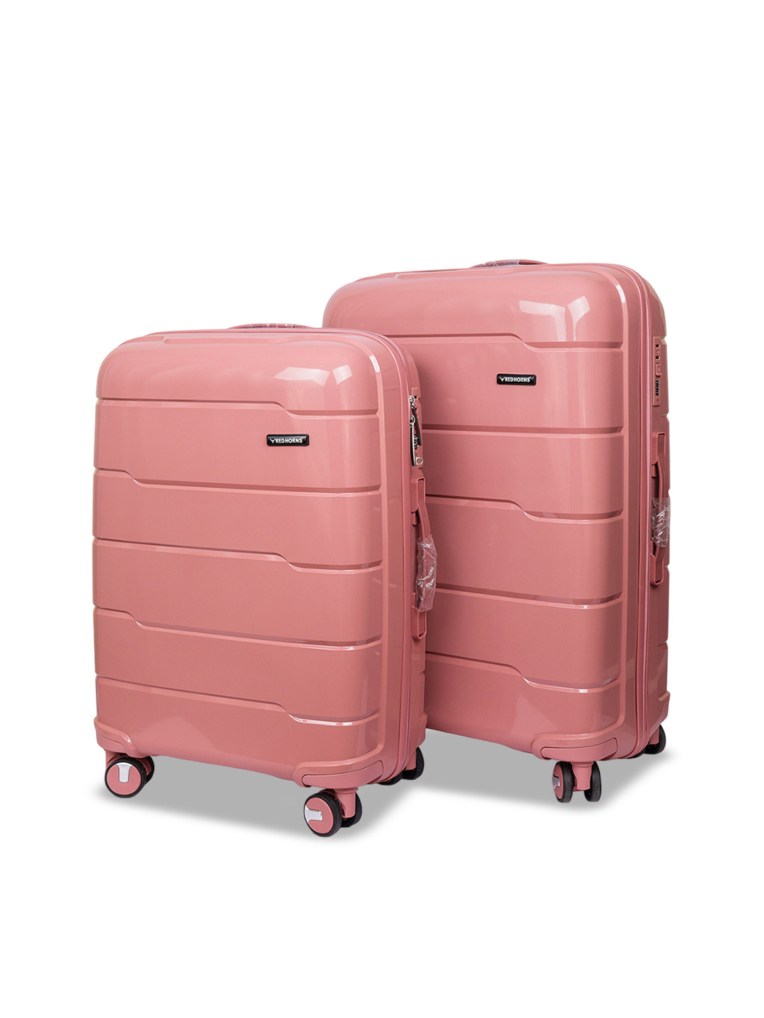 

REDHORNS Set Of 2 Antiscratch Cabin And Large Trolley Suitcases - 110 L, Rose