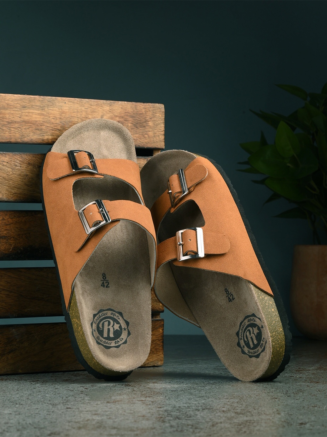 

The Roadster Lifestyle Co. Men Tan Slip-On Comfort Sandals