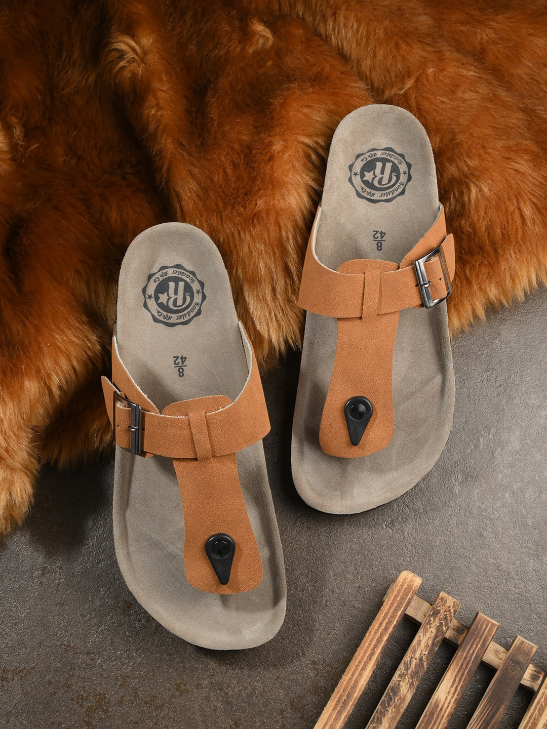 

The Roadster Lifestyle Co. Men Tan Brown Slip-On Comfort Sandals