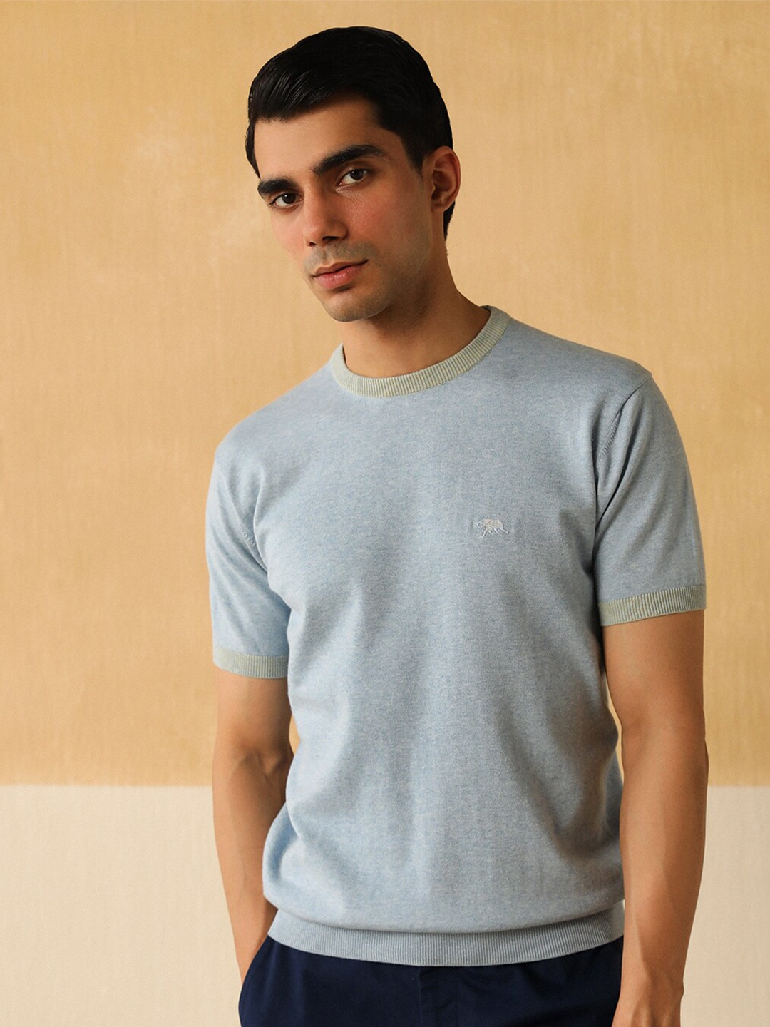

Andamen Short Sleeves Round Neck Cotton T-shirt, Blue