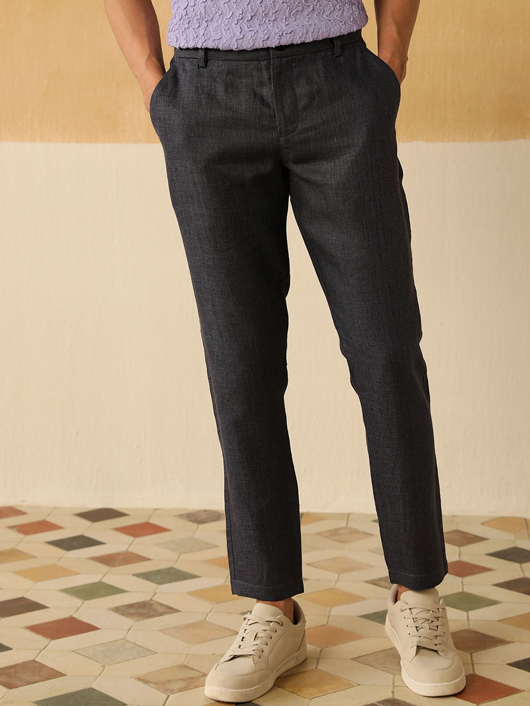 

Andamen Men Ultra Linen Trousers, Grey