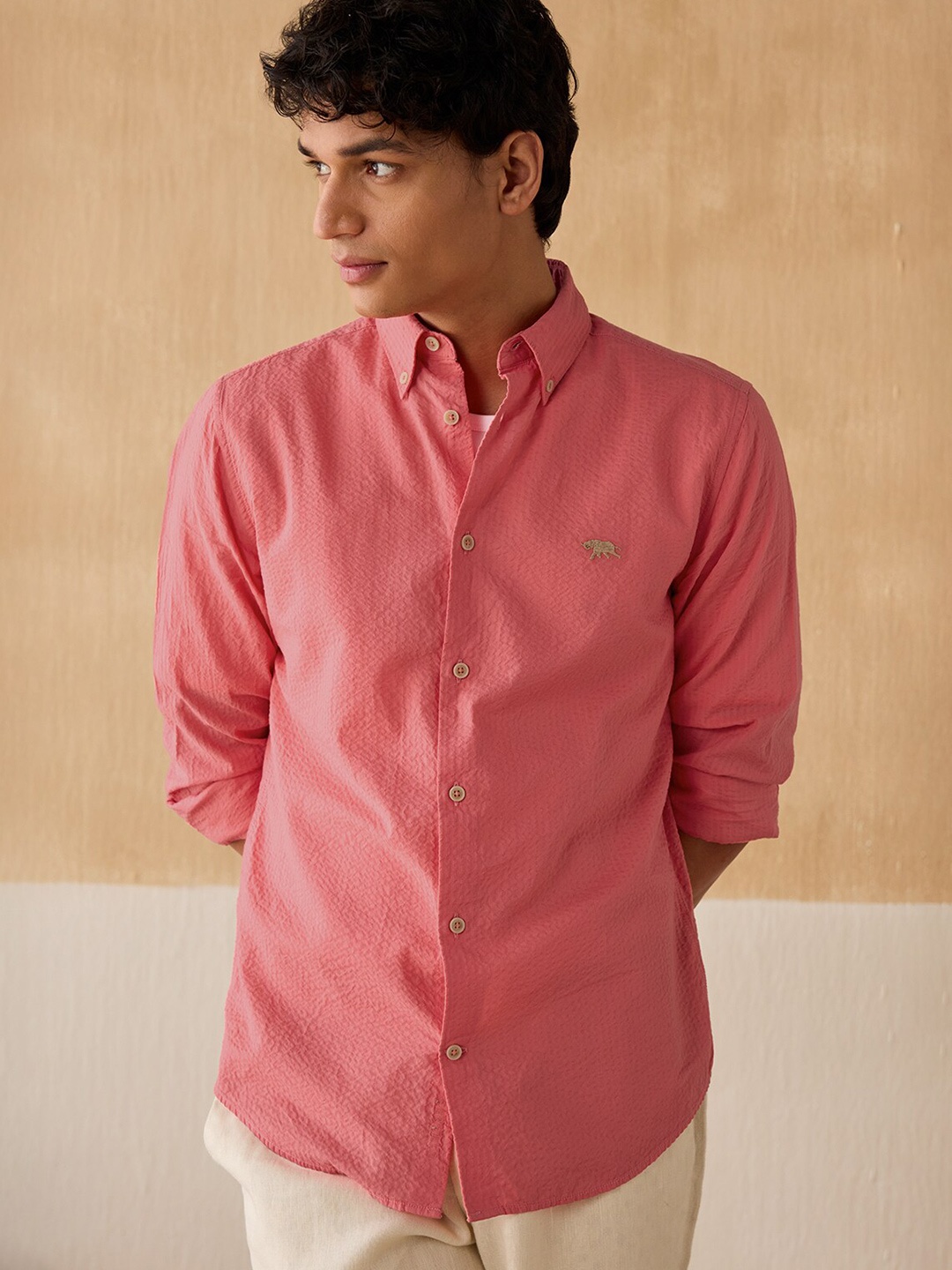 

Andamen Premium Button-Down Collar Cotton Casual Shirt, Pink