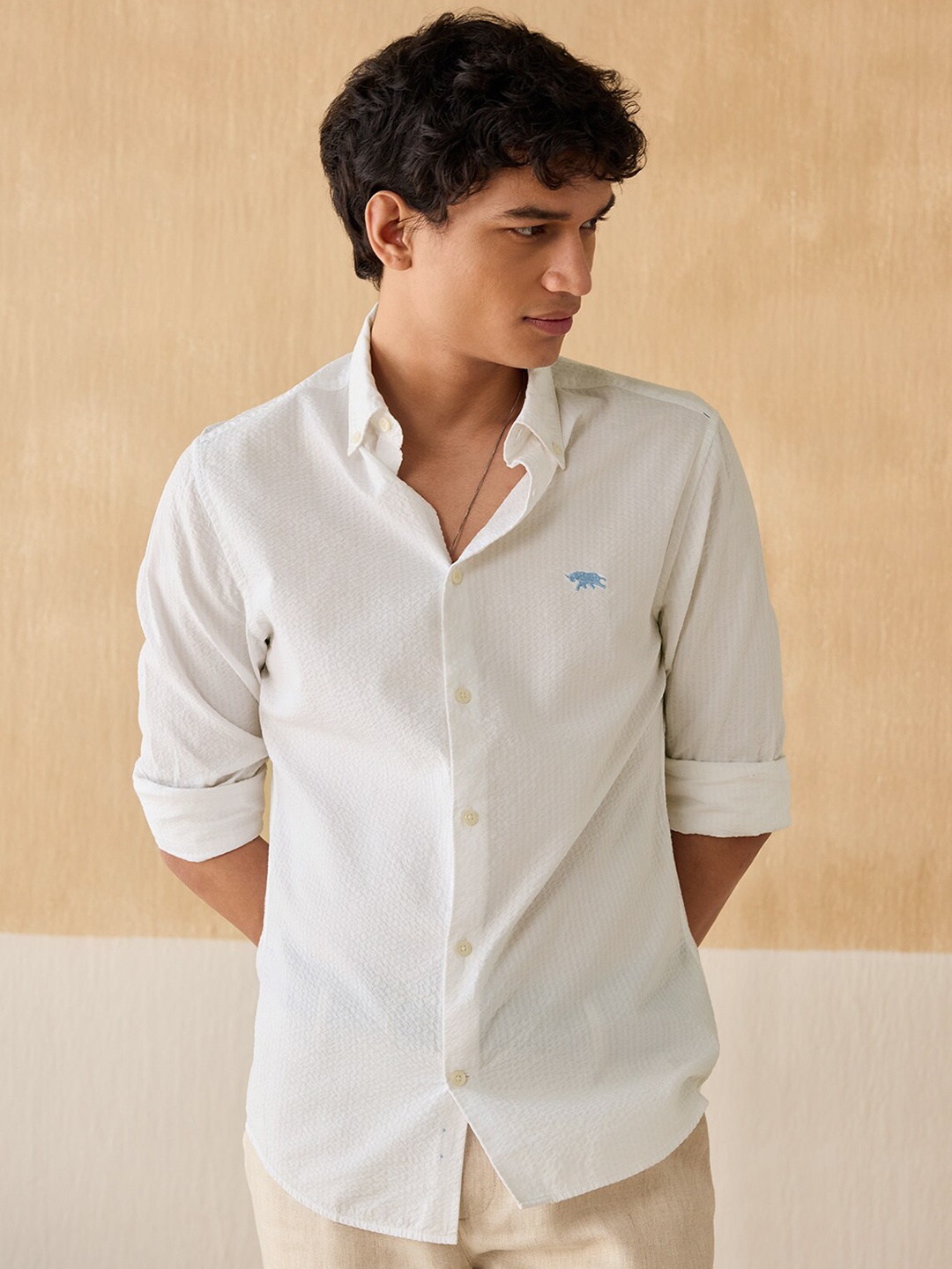 

Andamen Premium Button-Down Collar Long Sleeves Cotton Casual Shirt, White
