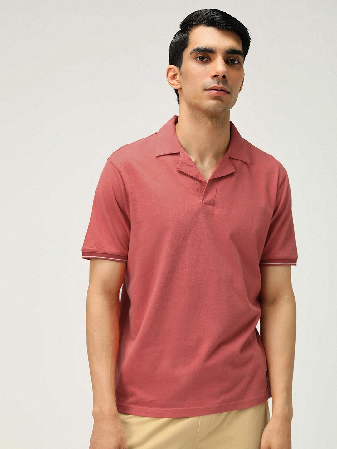 

Andamen Polo Collar Cotton T-shirt, Red