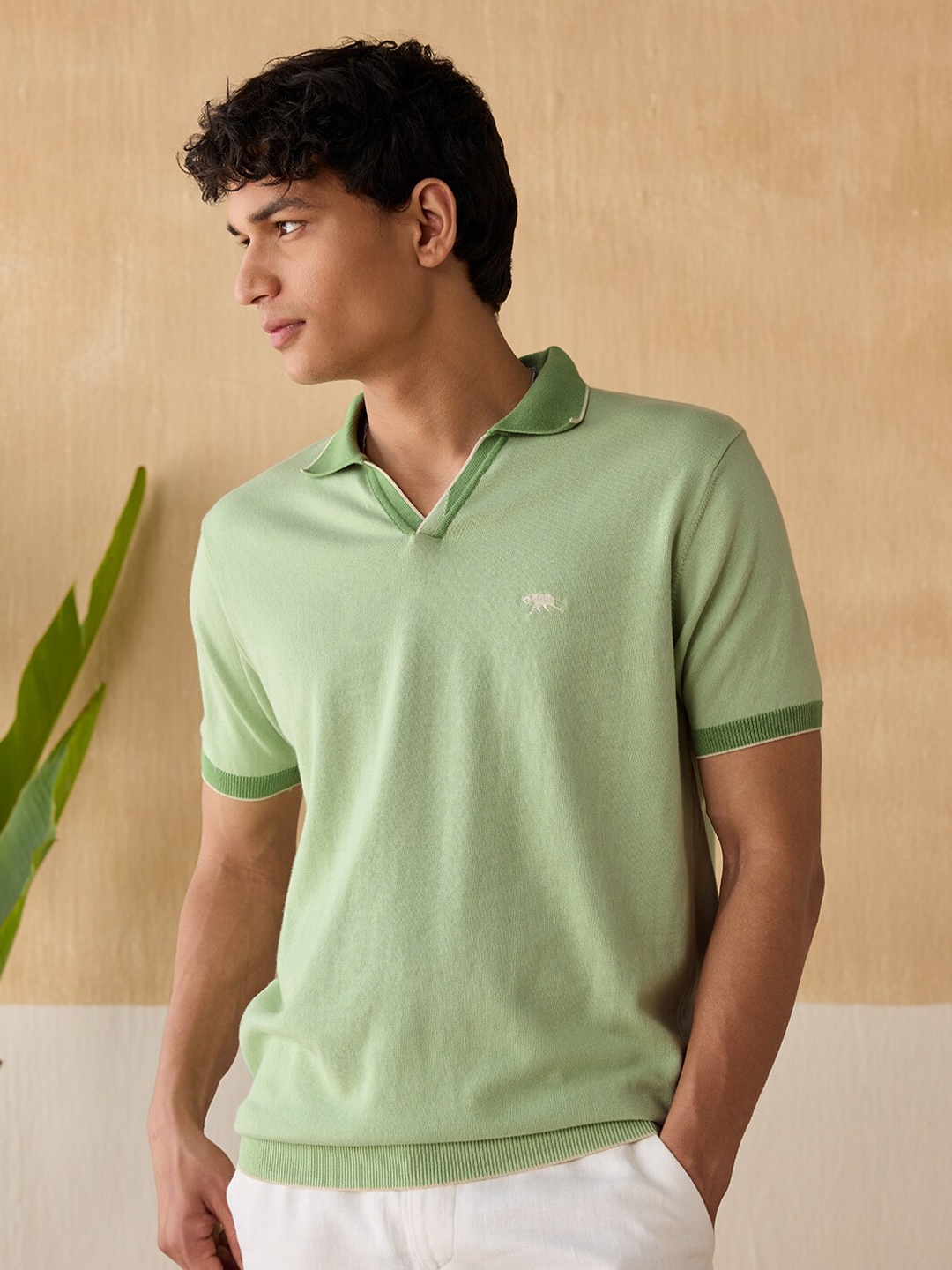 

Andamen Polo Collar Short Sleeves Cotton Casual Tshirt, Green