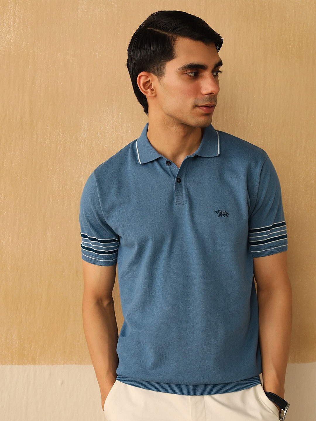 

Andamen Polo Collar Short Sleeves Cotton T-shirt, Blue