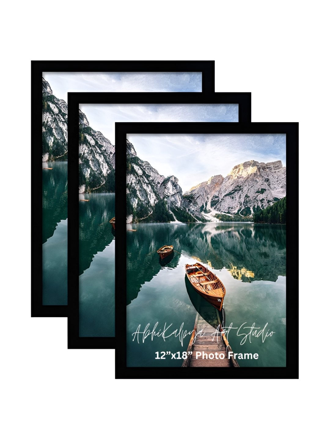 

AbhiKalpya Art Studio-Get a vibe Black & Green 3 Pieces Wall Photo Frames