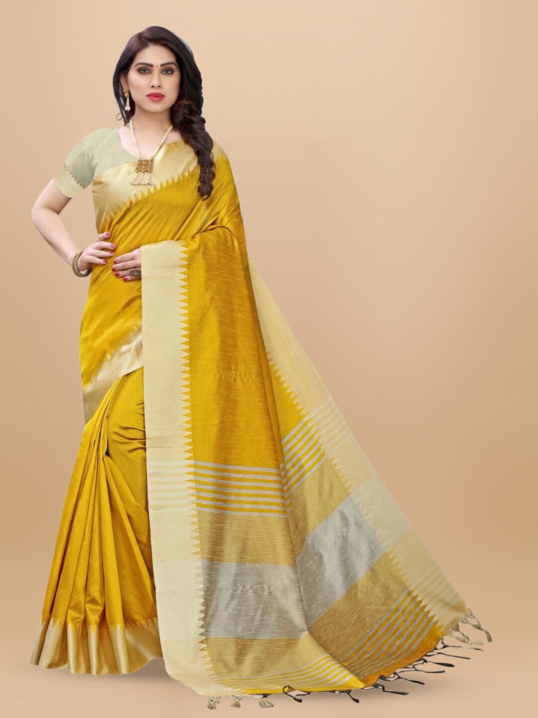 

Siya Fashion Zari Art Silk Bhagalpuri Saree, Yellow