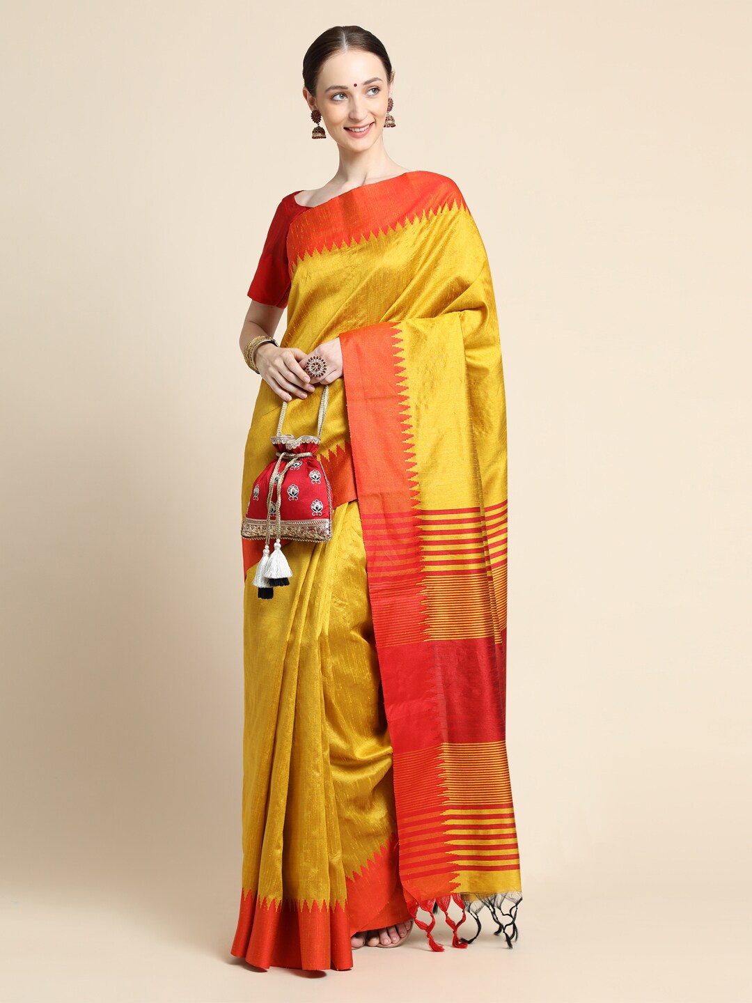 

Siya Fashion Zari Art Silk Bhagalpuri Saree, Yellow