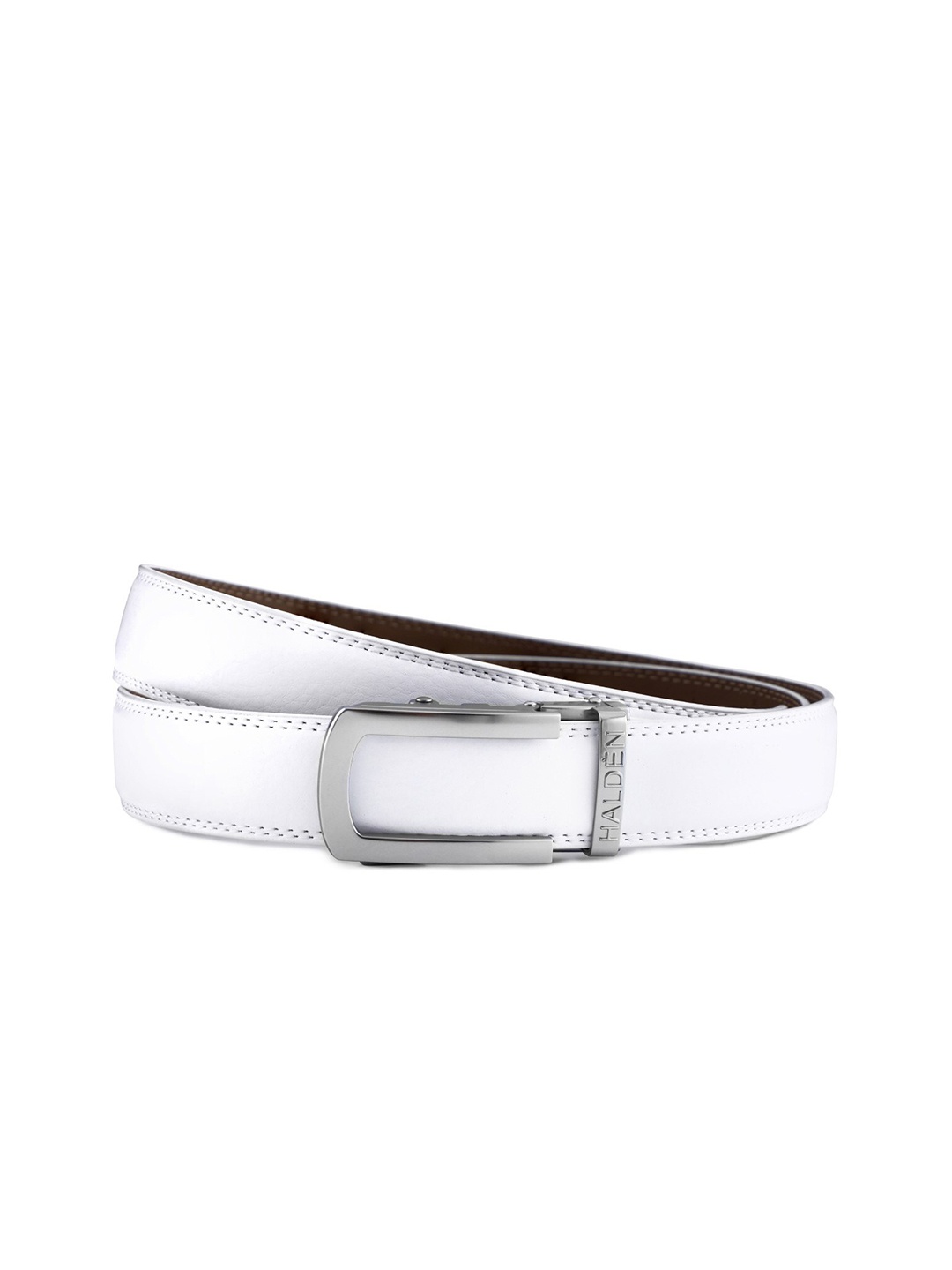 

HALDEN Men Leather Belt, Silver