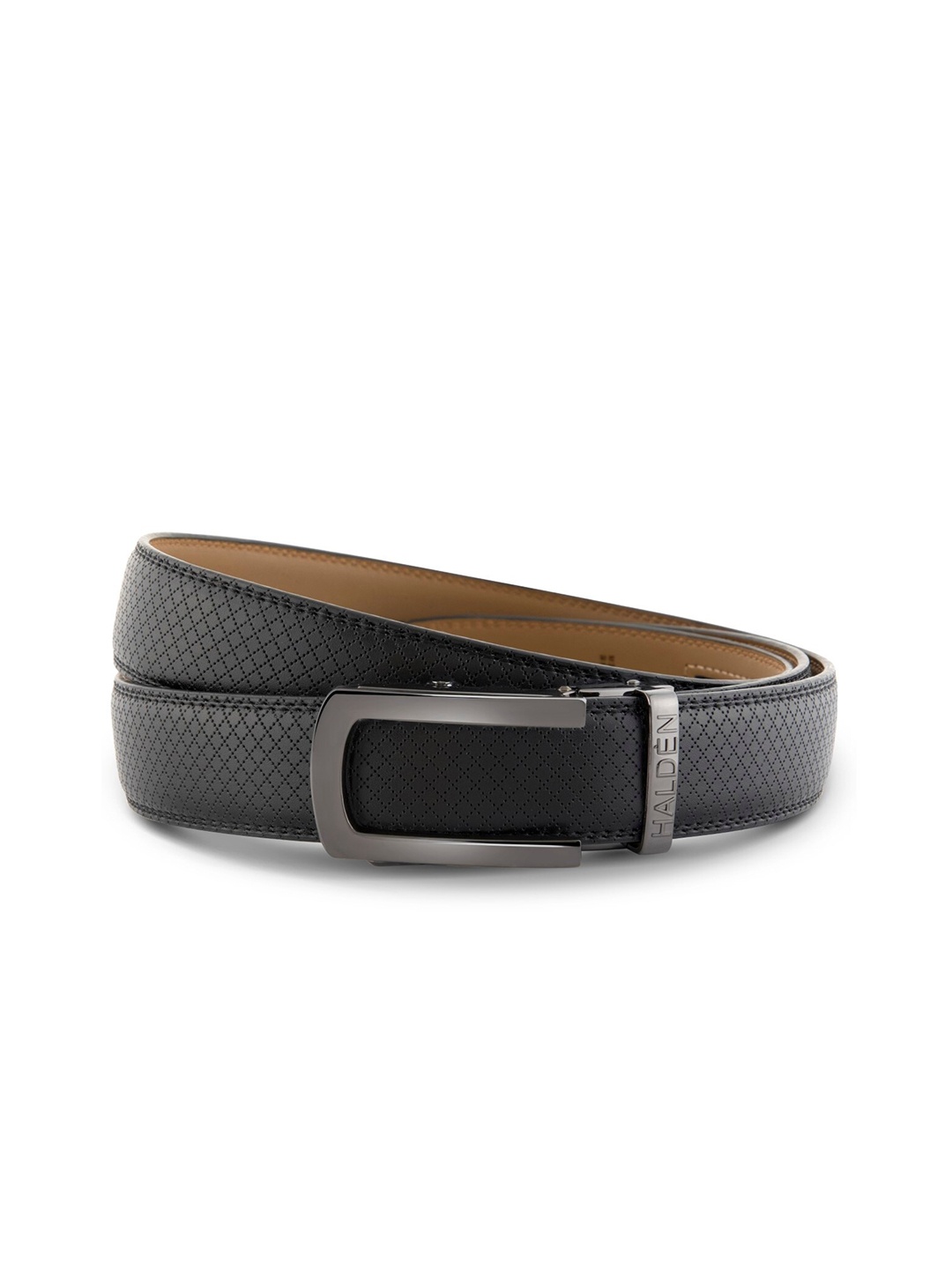 

HALDEN Men Textured Leather Belt, Black
