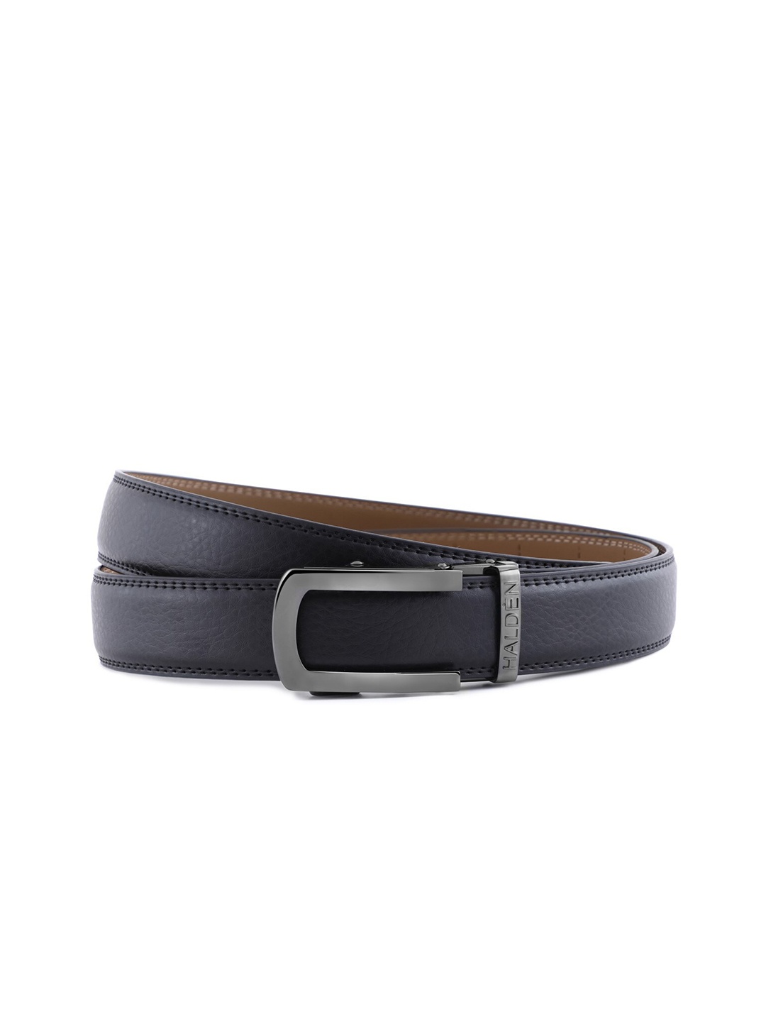 

HALDEN Men Textured Leather Belt, Black