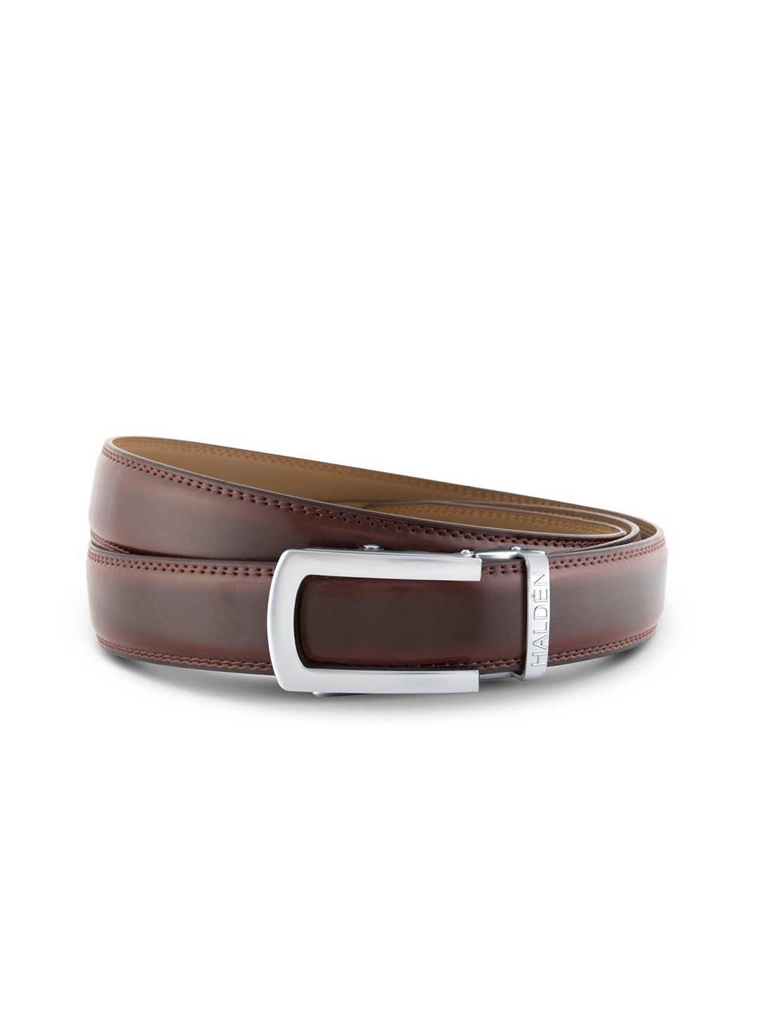

HALDEN Men Leather Belt, Silver
