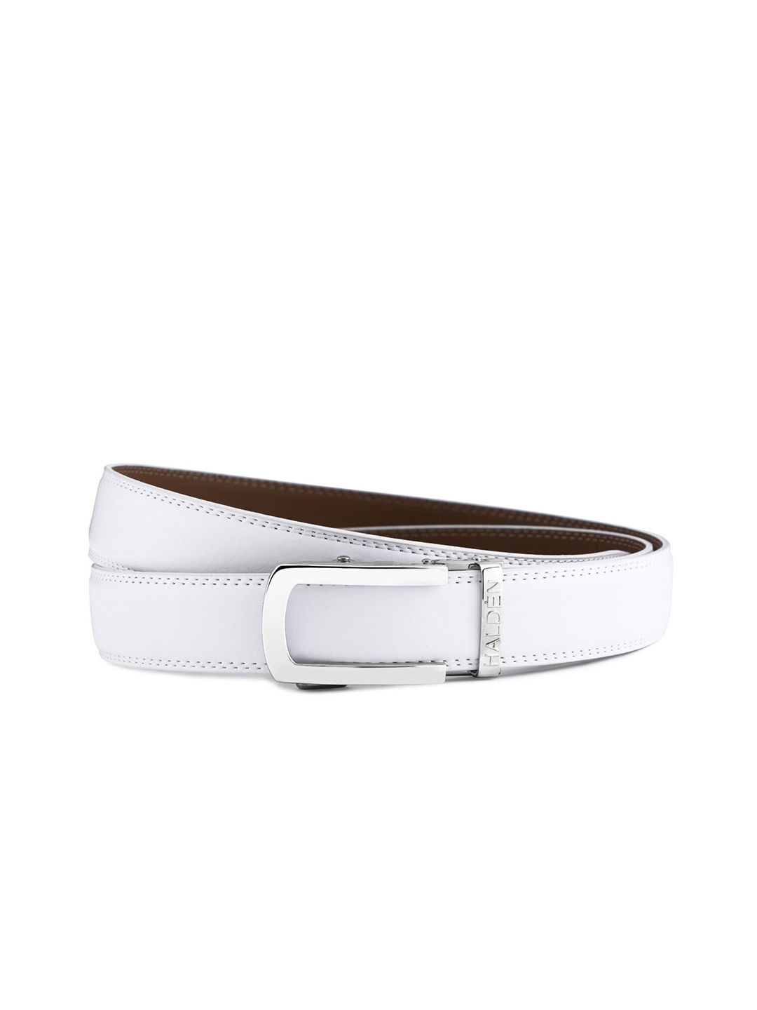 

HALDEN Men Leather Belt, Silver