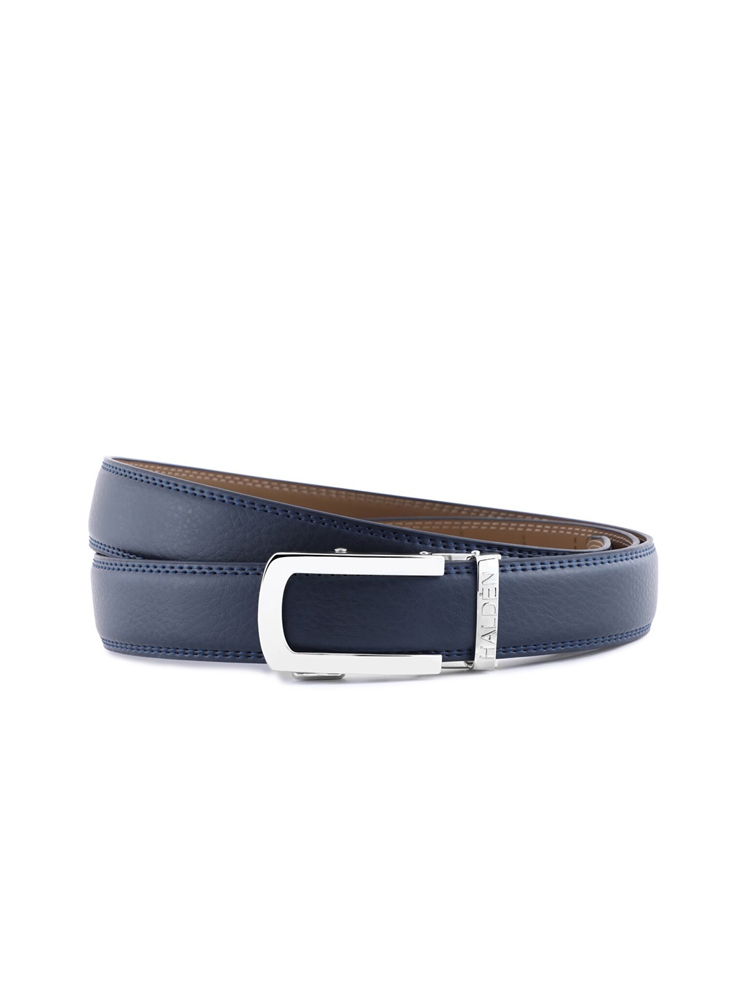 

HALDEN Men Leather Belt, Silver