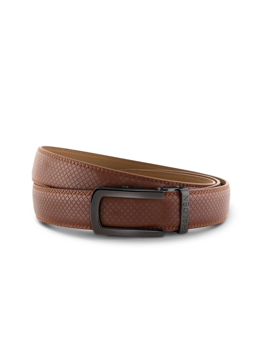 

HALDEN Men Textured Leather Belt, Tan