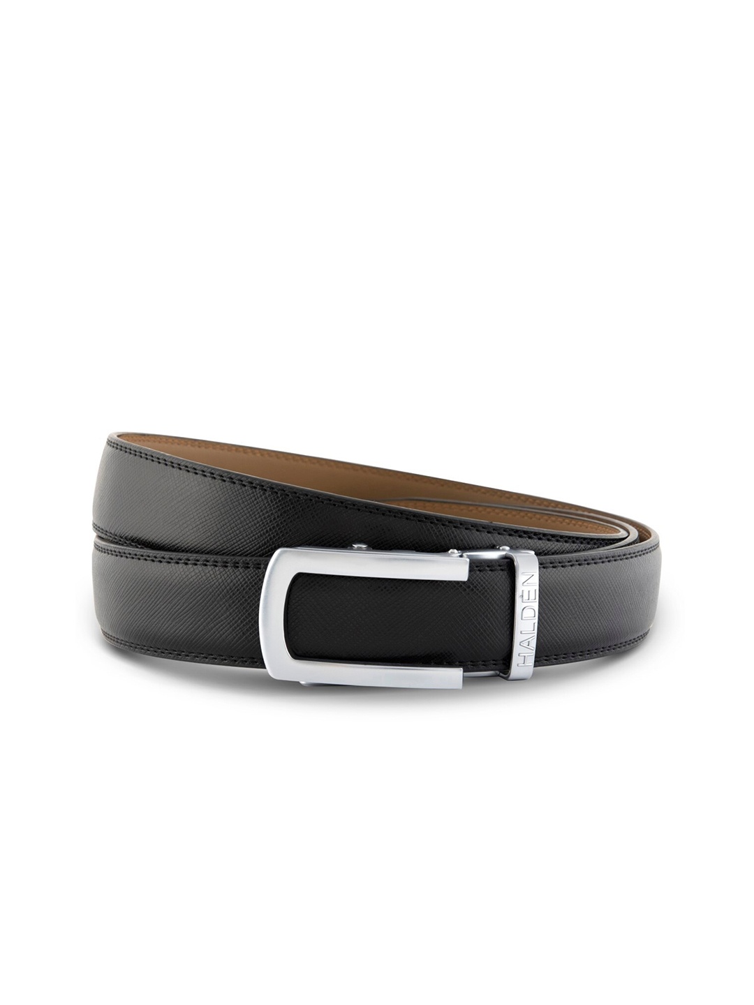 

HALDEN Men Leather Belt, Silver