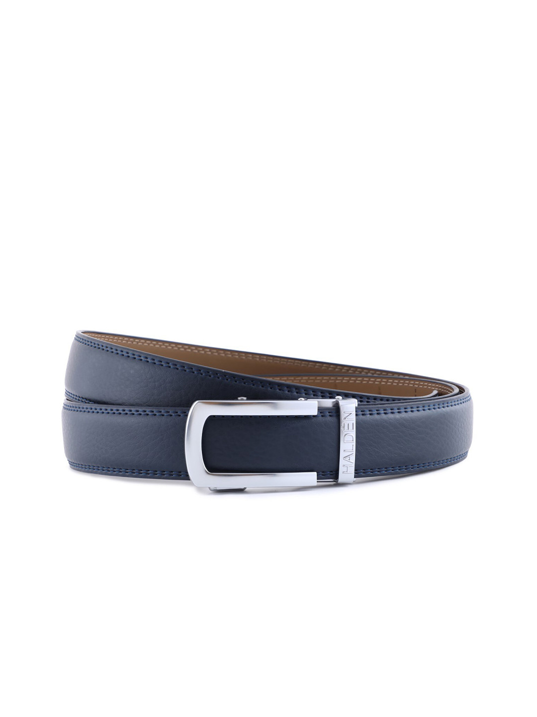

HALDEN Men Leather Belt, Silver