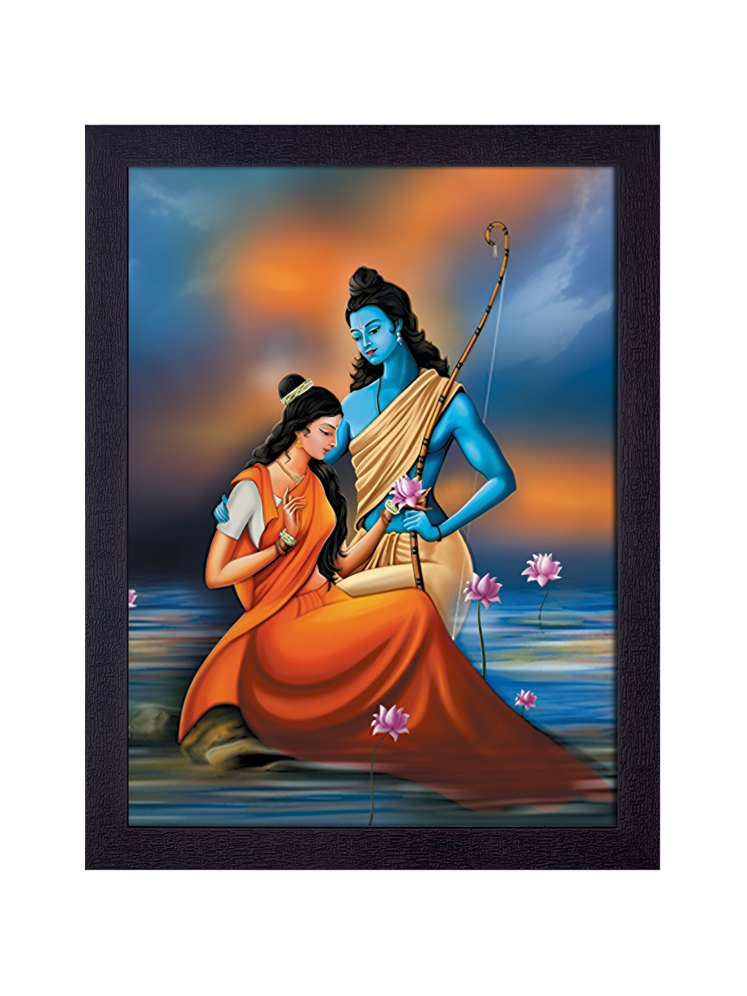 

masstone Black & White Shree Ram Sita Religious Wall Art