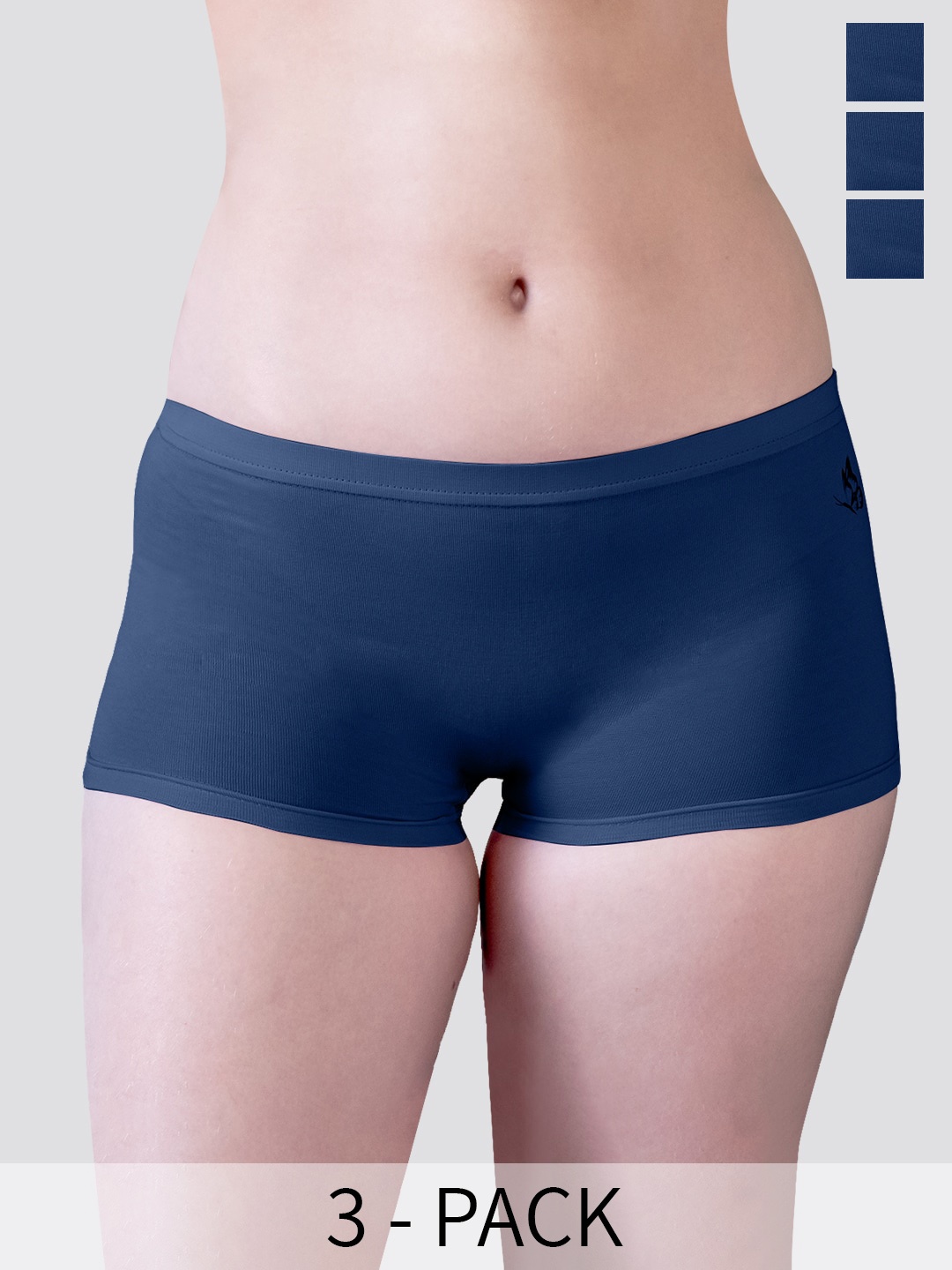 

Kalyani Willow D/C Pack Of 3 Mid-Rise Anti-Odour Boy Shorts Briefs, Navy blue