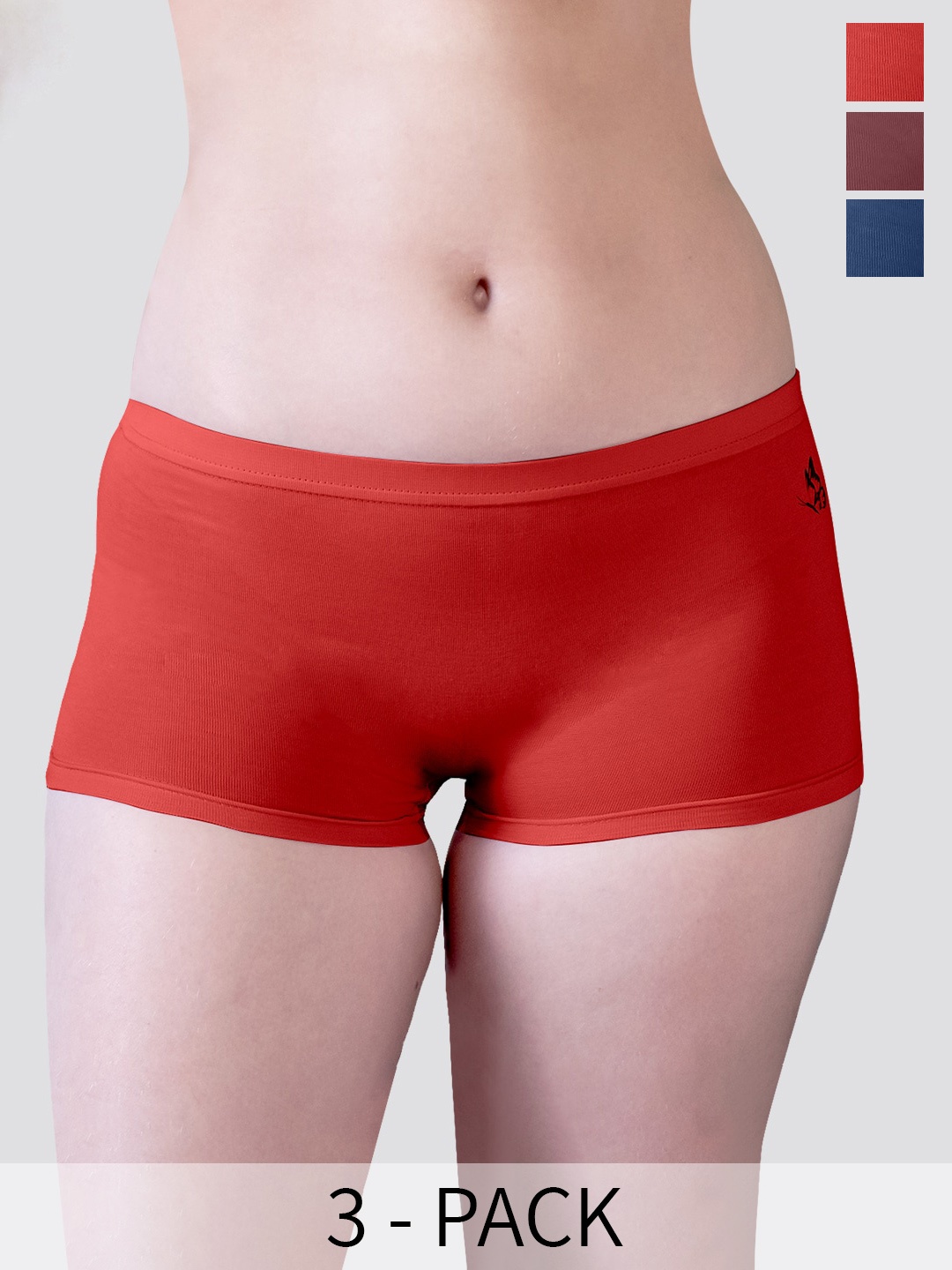 

Kalyani Willow D/C Pack Of 3 Mid-Rise Anti-Odour Mid Coverage Boy Shorts Briefs, Rust