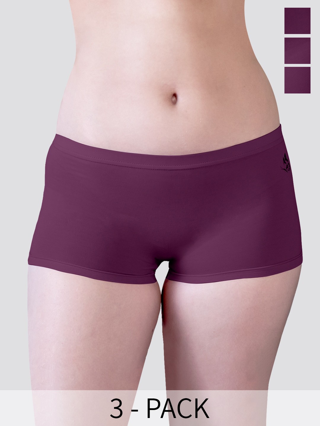 

Kalyani Willow Pack Of 3 Mid-Rise Anti-Odour Mid Coverage Boy Shorts Briefs, Burgundy