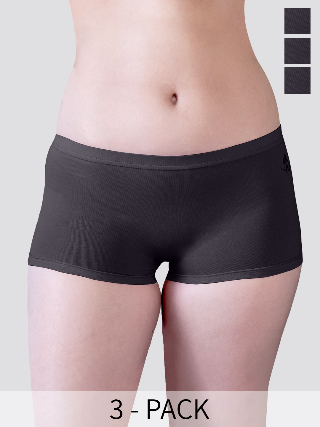 

Kalyani Willow D/C Pack Of 3 Mid-Rise Mid Coverage Anti-Odour Boy Shorts Briefs, Charcoal