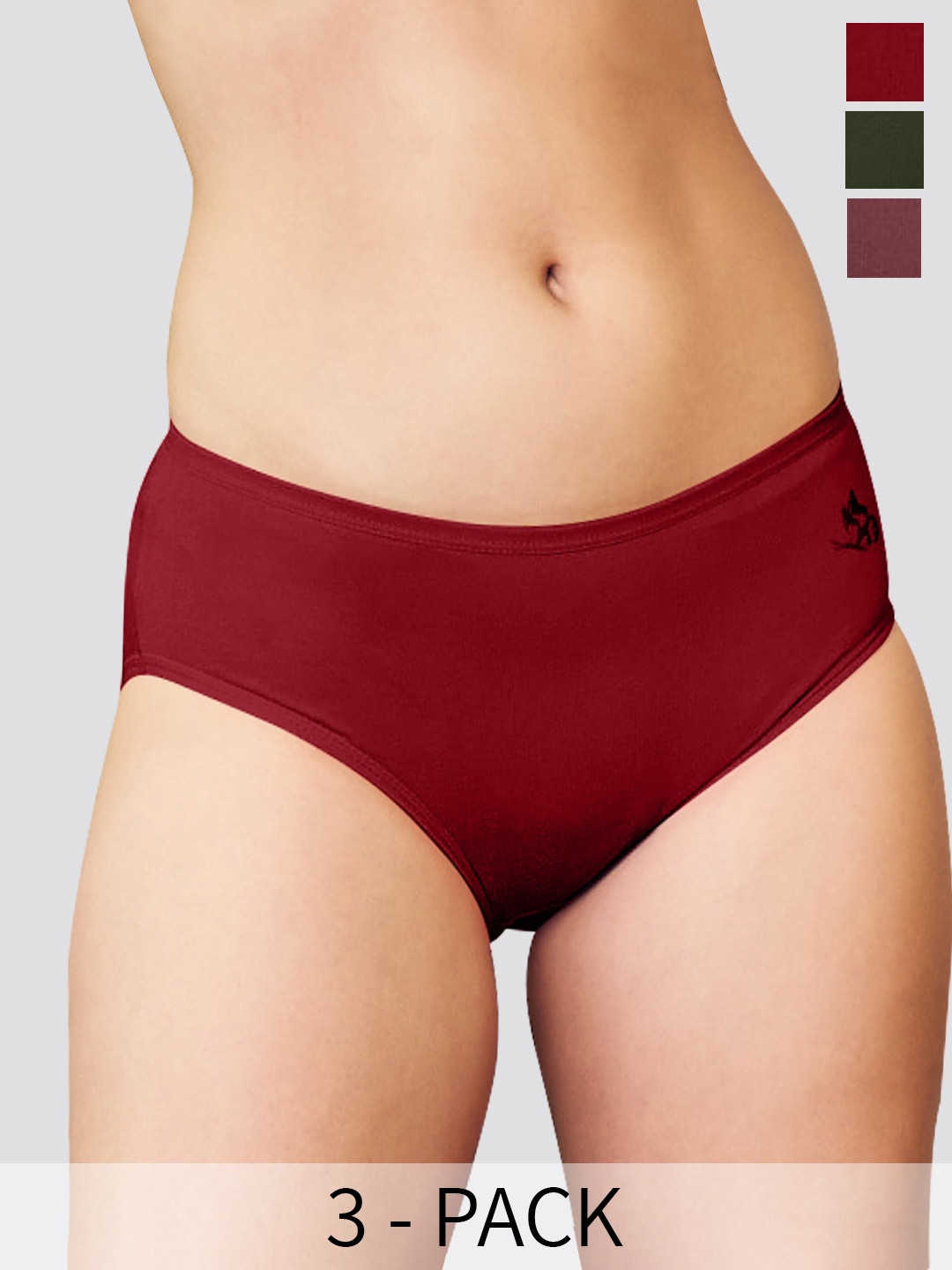 

Kalyani Vami Pack Of 3 Mid-Rise Anti-Odour Medium Coverage Hipster Briefs, Rust