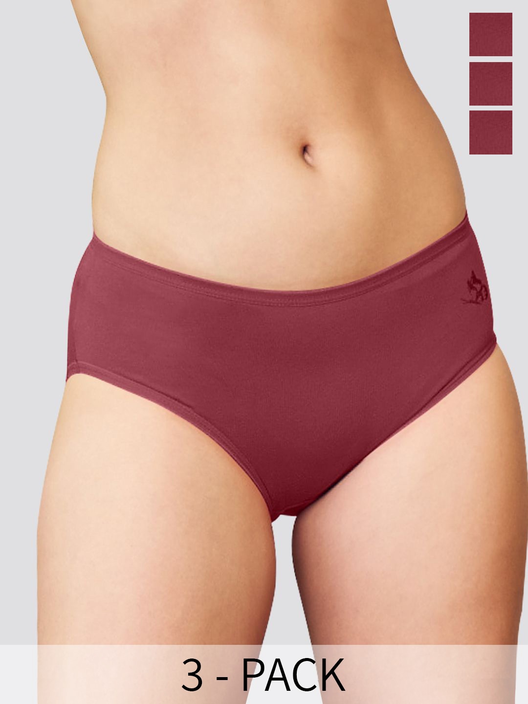 

Kalyani Vami Pack Of 3 Mid-Rise Anti-Odour Medium Coverage Hipster Briefs, Rust