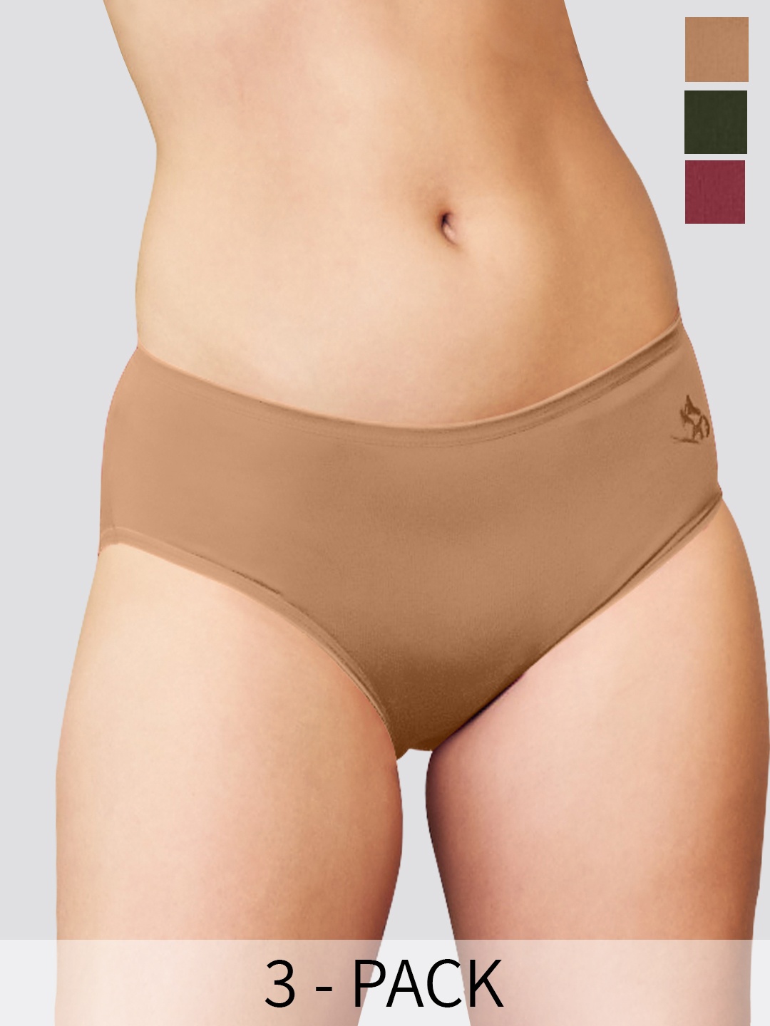 

Kalyani Vami Pack Of 3 Mid-Rise Anti-Odour Medium Coverage Hipster Briefs, Beige