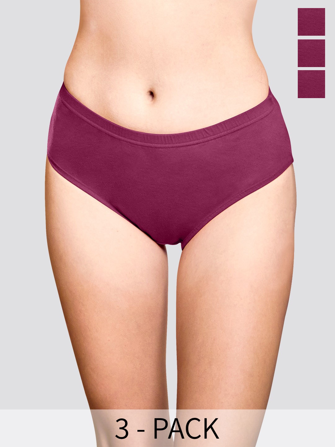 

Kalyani Theo Pack Of 3 Mid-Rise Anti-Odour Hipster Briefs, Burgundy