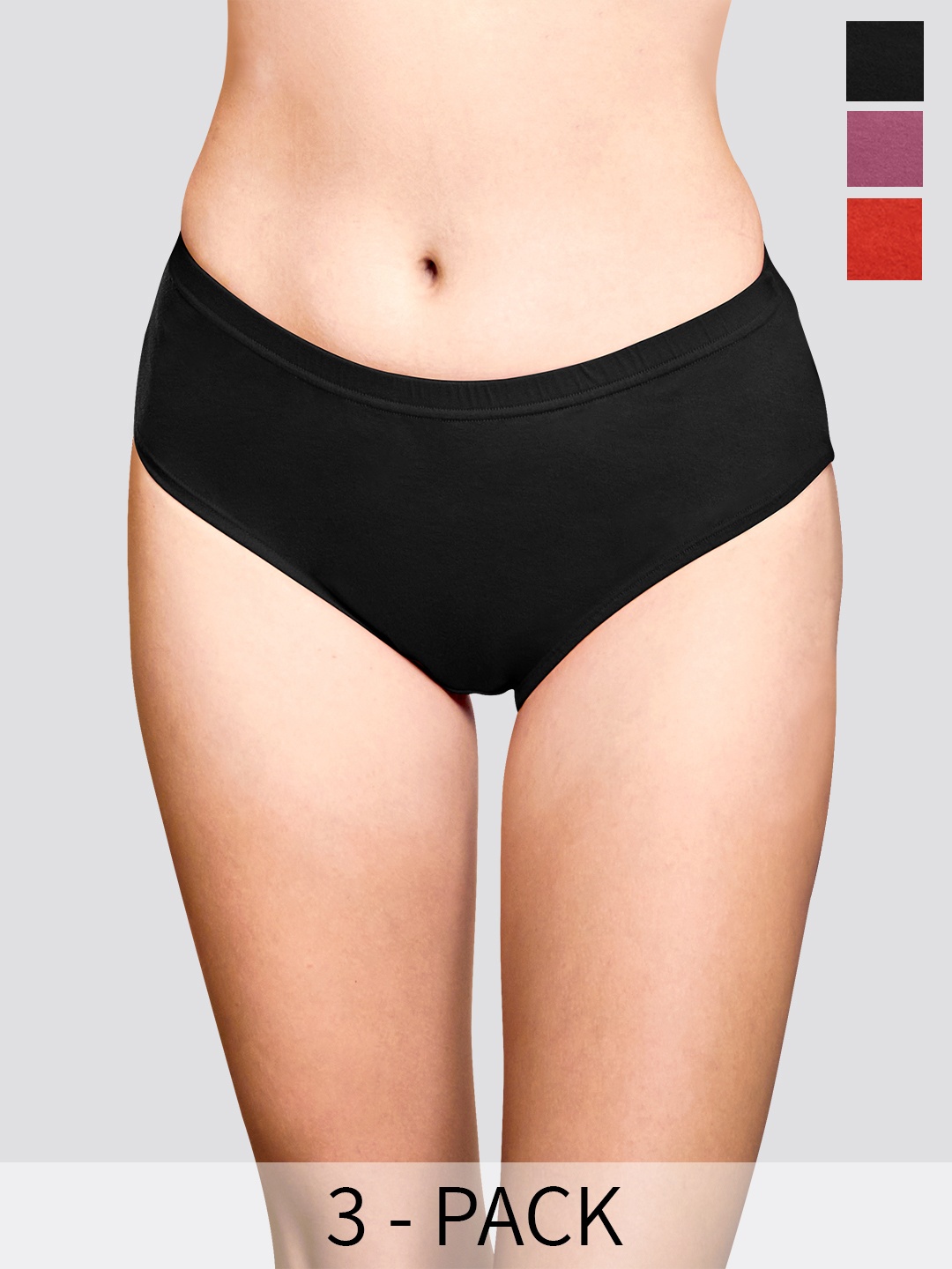 

Kalyani Theo Pack Of 3 Mid-Rise Anti-Odour Hipster Briefs, Rust