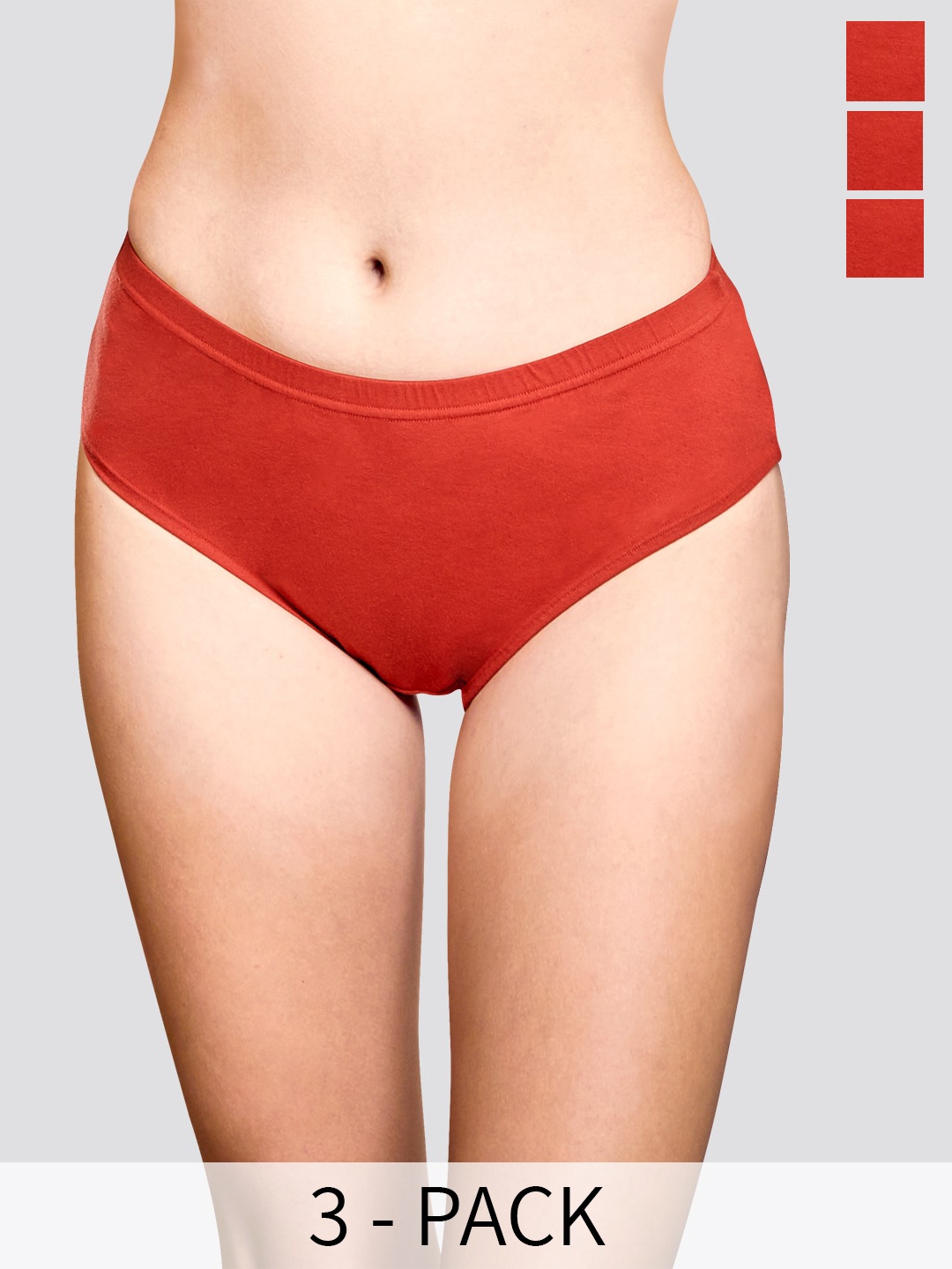 

Kalyani Theo Pack Of 3 Mid-Rise Anti-Odour Hipster Briefs, Red