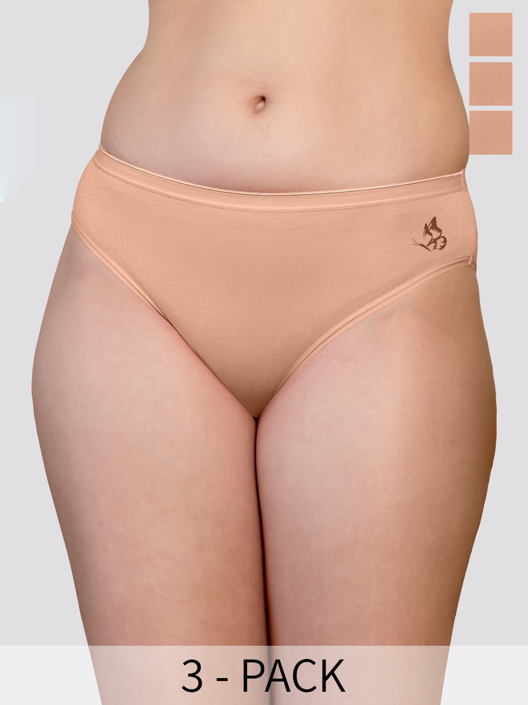 

Kalyani Snow Pack Of 3 Mid-Rise Anti-Odour Seamless Hipster Briefs, Cream