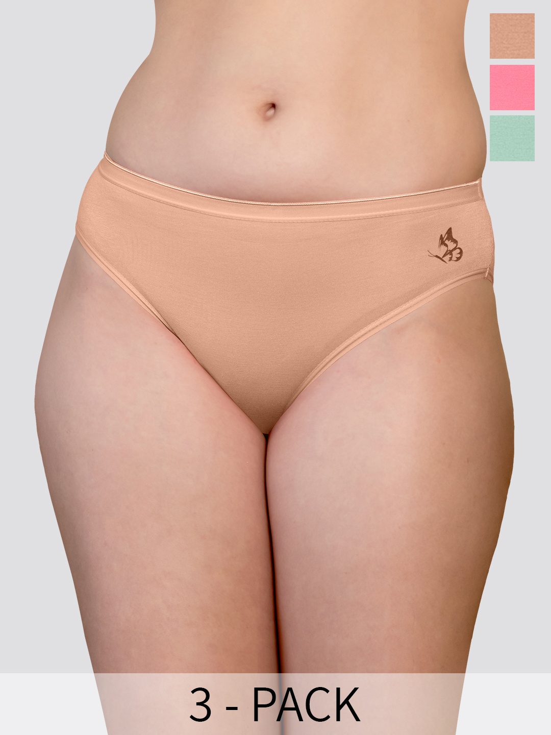 

Kalyani Snow Pack Of 3 Mid-Rise Anti-Odour Hipster Briefs, Green