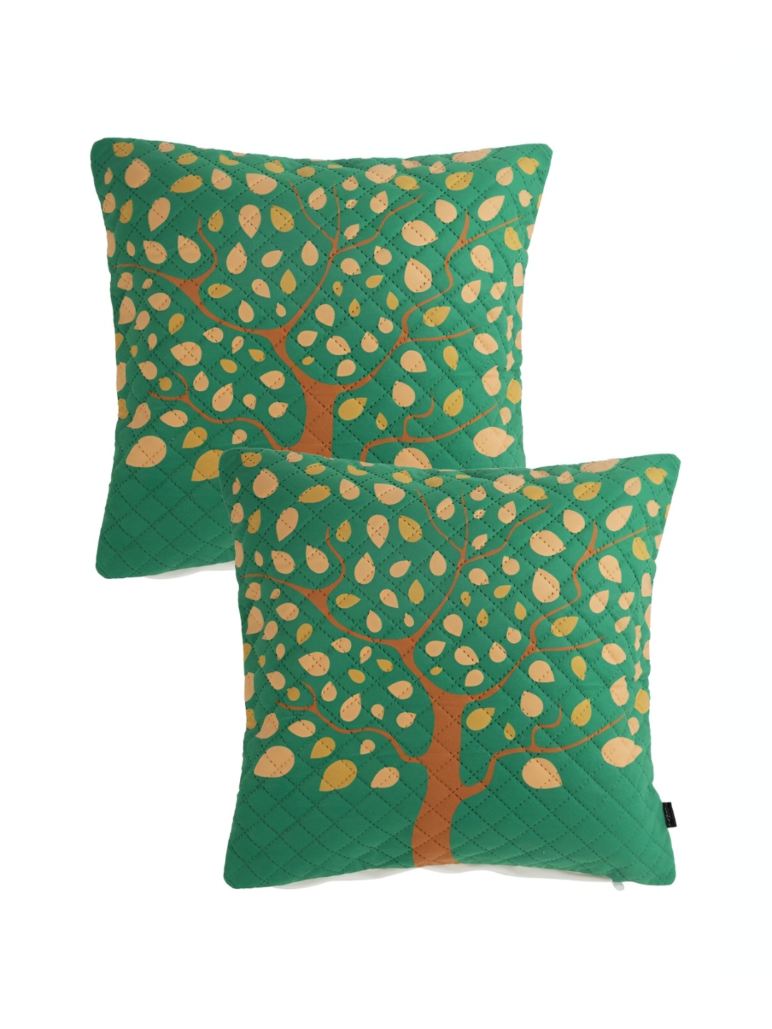 

Aura Green & Brown 2Pcs Floral Velvet Square Cushion Covers