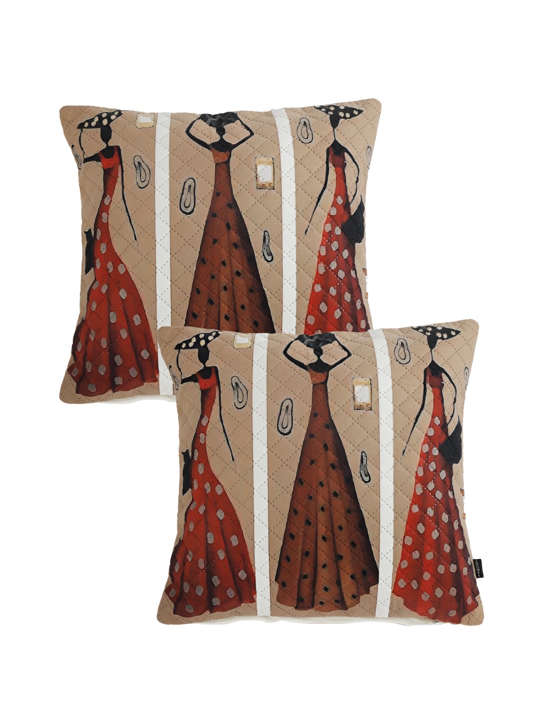 

Aura Brown & Beige 2 Pieces Square Cushion Covers