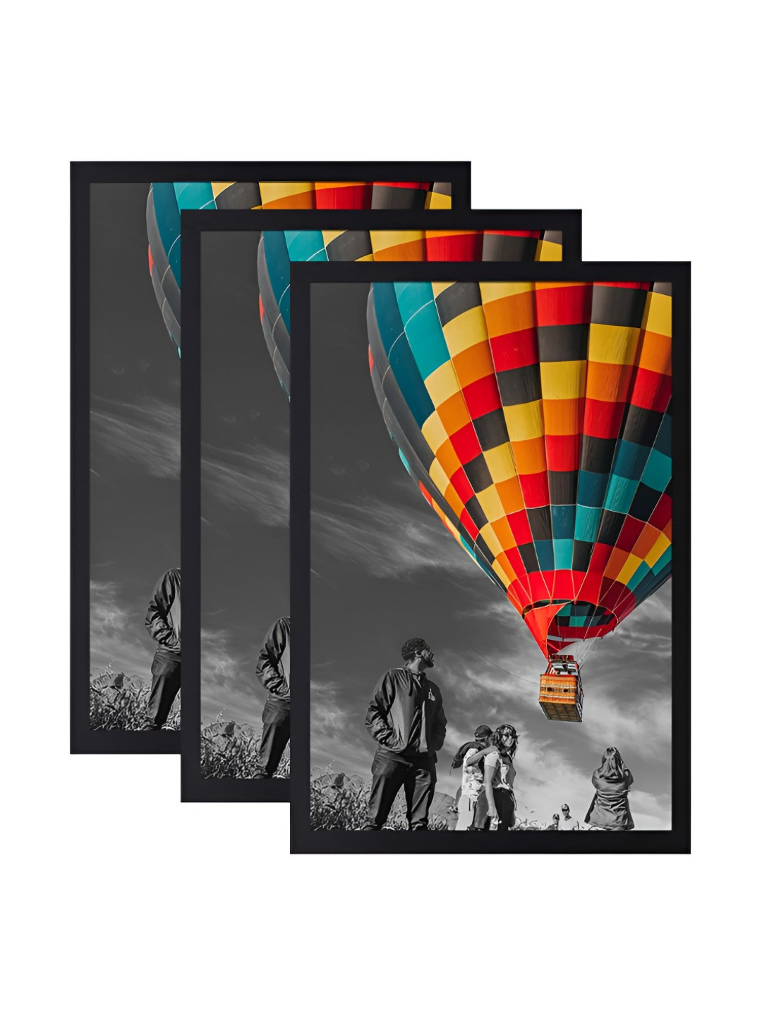 

AbhiKalpya Art Studio-Get a vibe Black 3 Pieces Wall Photo Frames