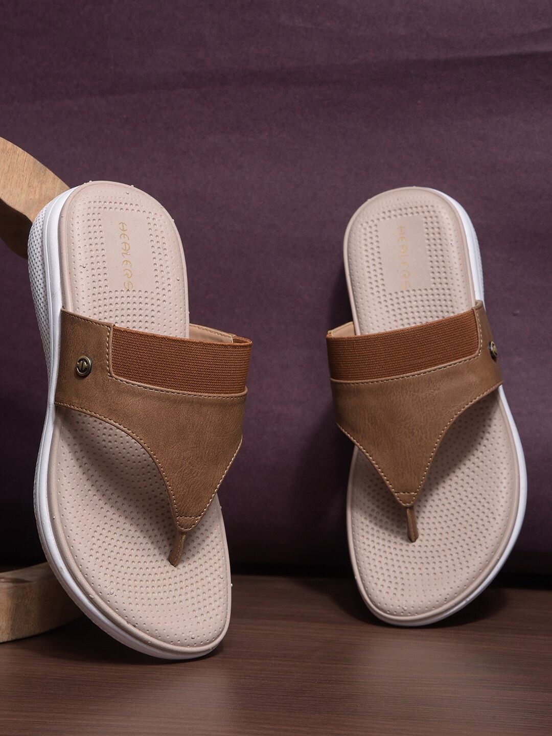 

Liberty Open Toe T-Strap Flats, Brown