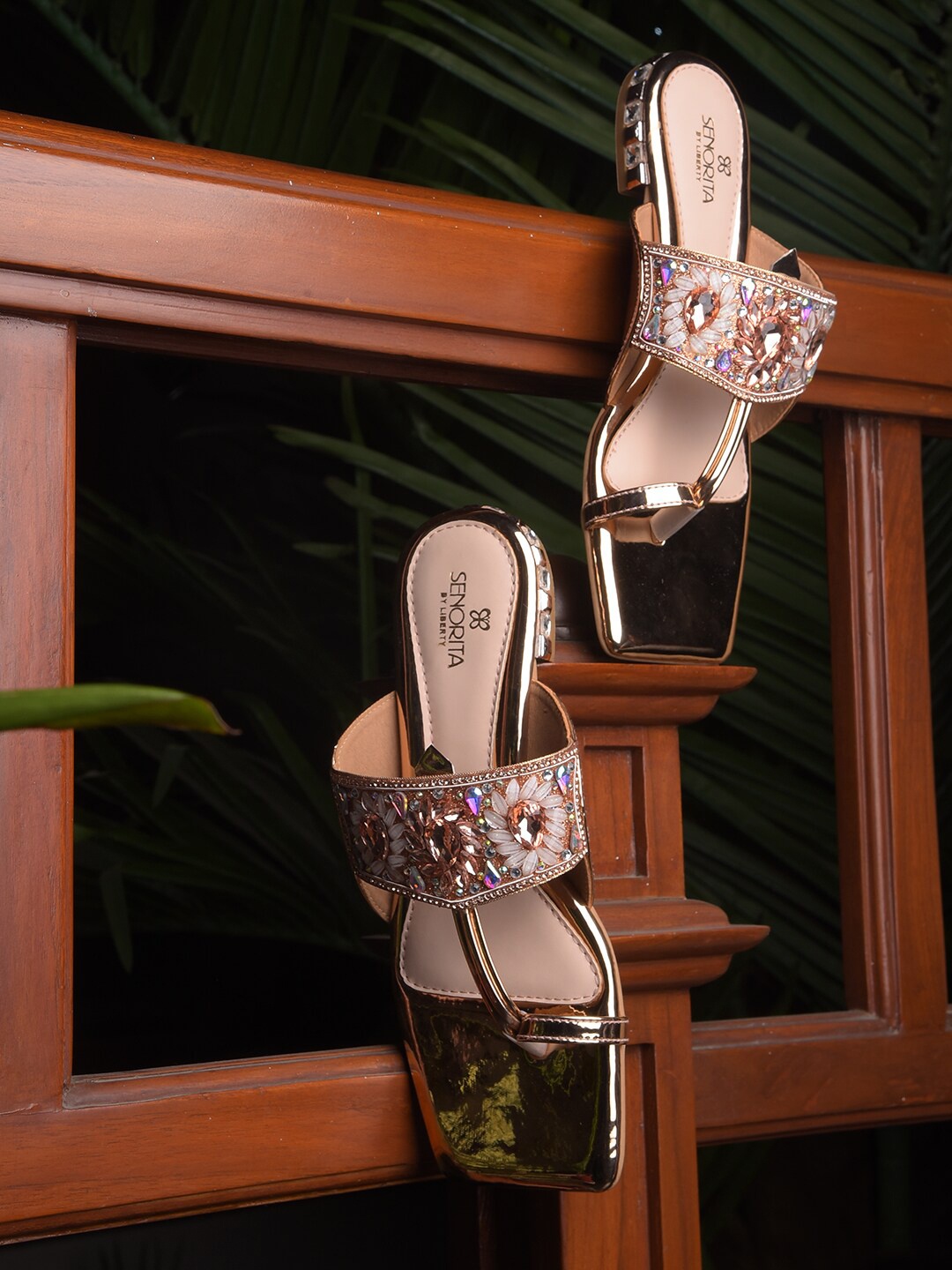 

Liberty Embellished One Toe Flats, Gold