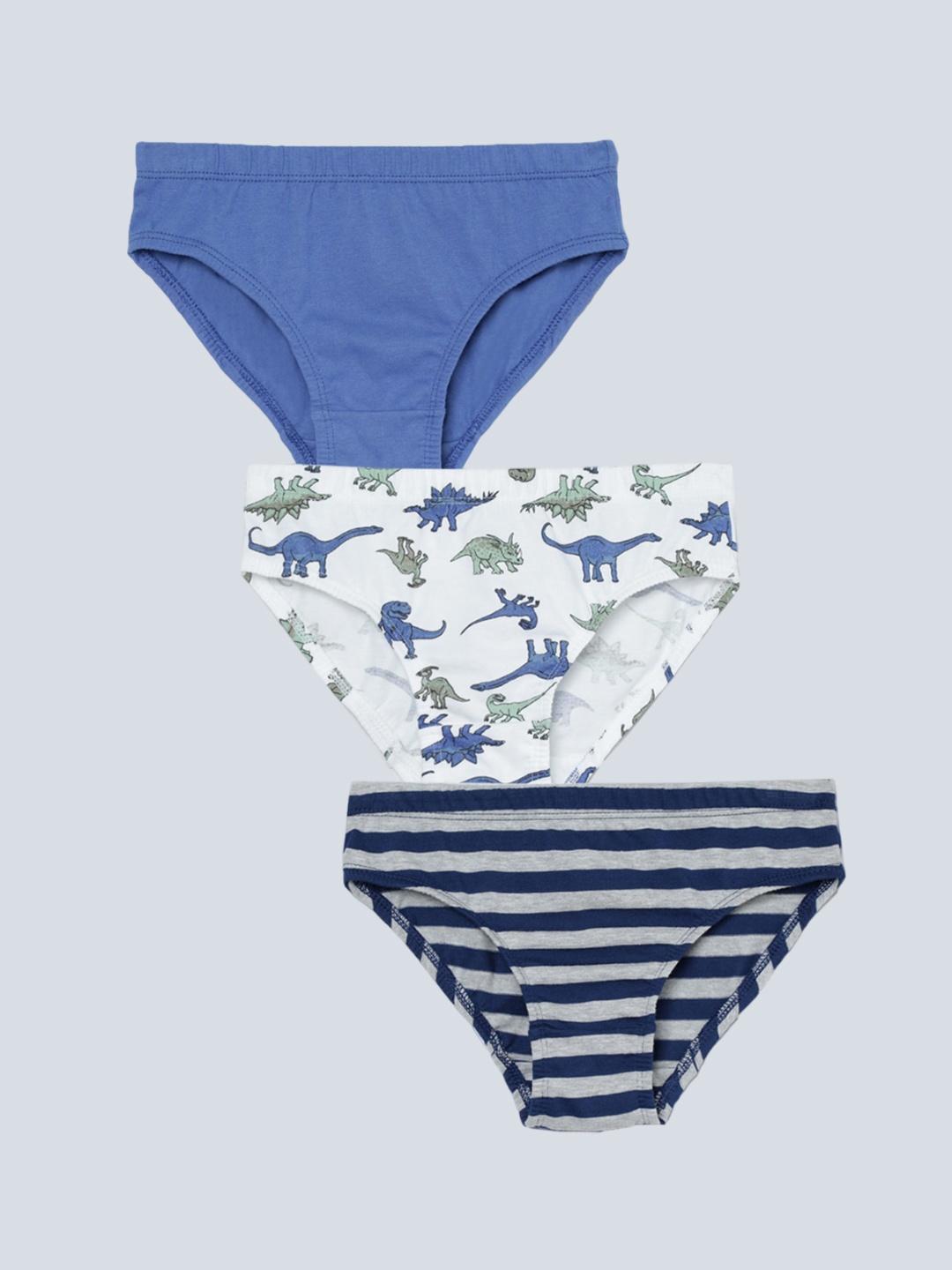 

Charm n Cherish Boys Pack Of 3 Striped Pure Cotton Briefs BWBRI47, Blue